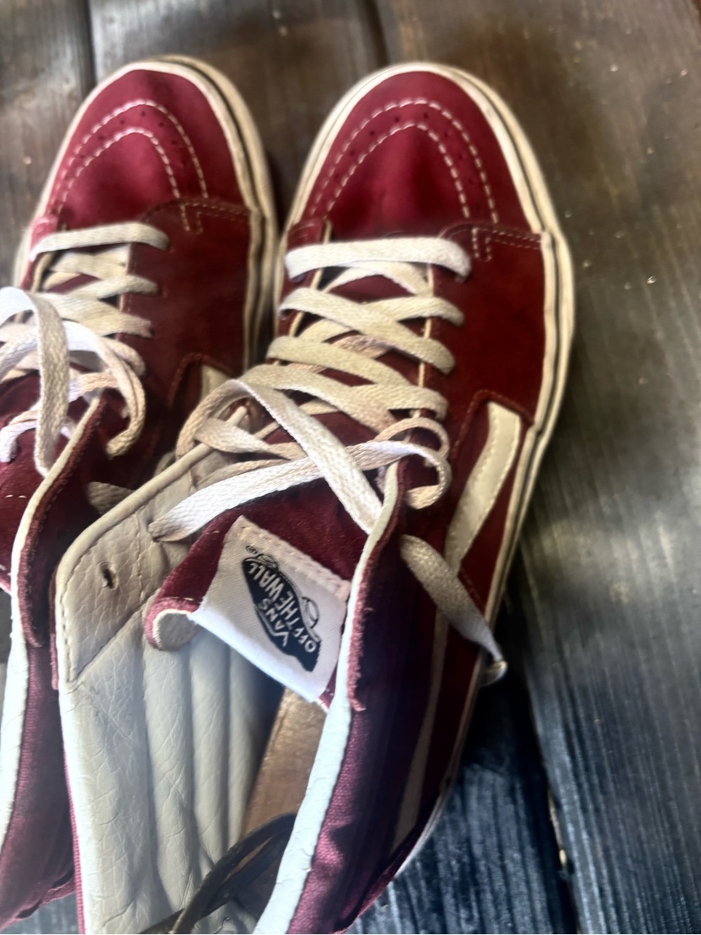 Vans Burgundy and White High-Top Suede Sneakers - Picture 4 of 7